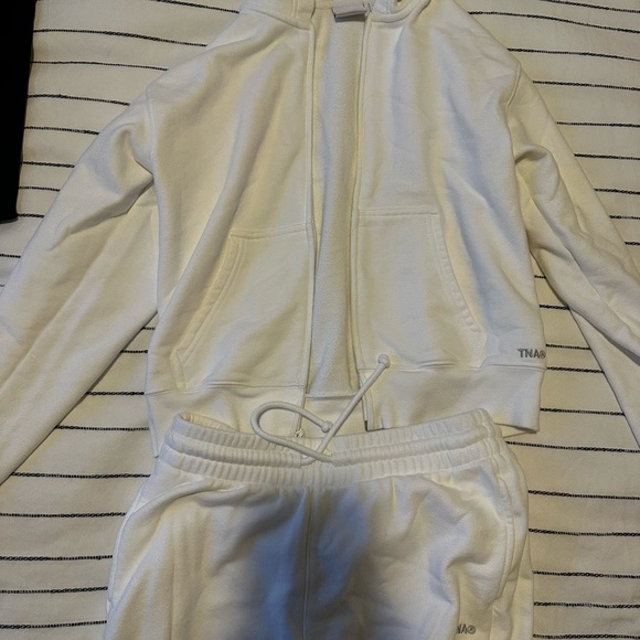Terry Fleece Perfect Fit White Zip Hoodie - Picture 4 of 4
